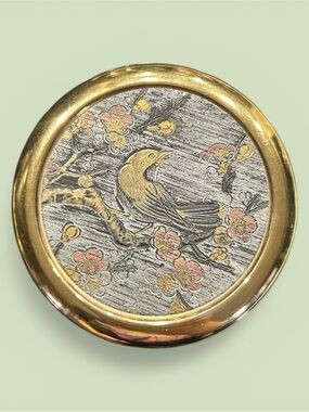 Vintage Chokin Trinket Box 24K Gold Plated Bird Floral Japan Porcelain Keepsake